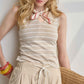 Striped Sleeveless Collared Top