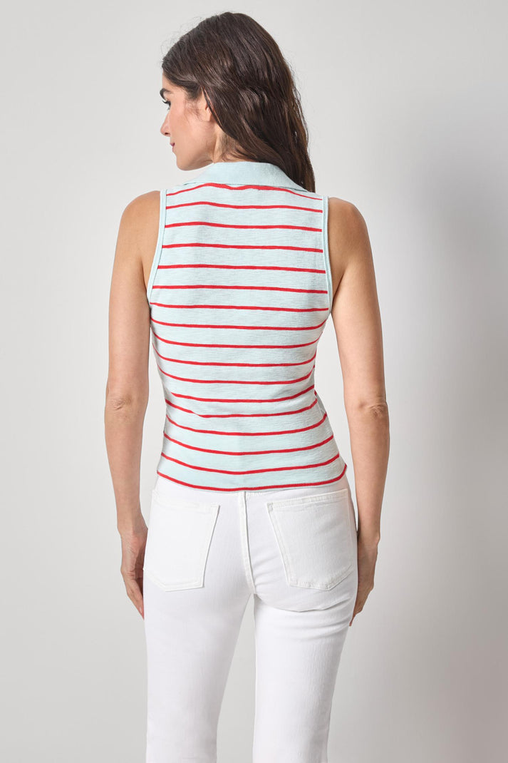 Striped Sleeveless Collared Top