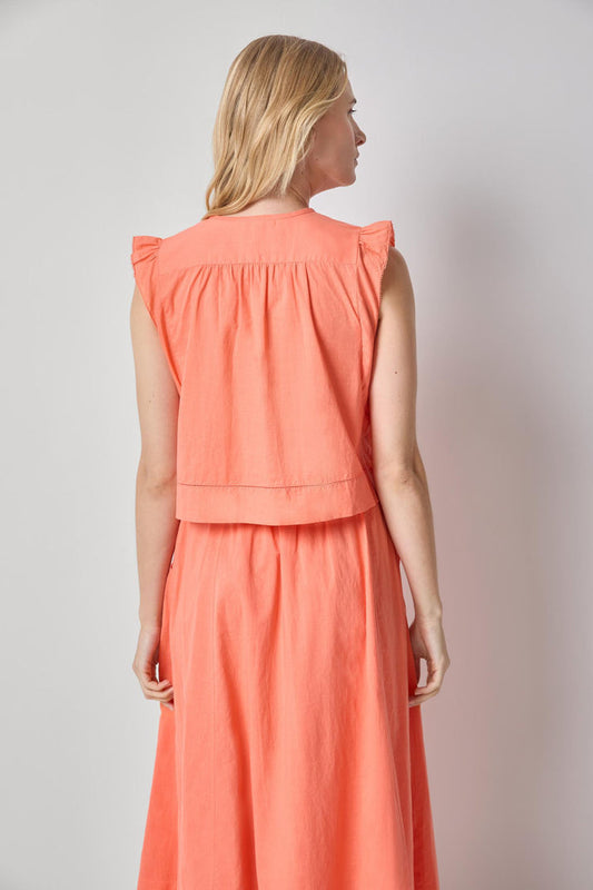 Smocked Shoulder V-Neck