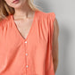 Smocked Shoulder V-Neck