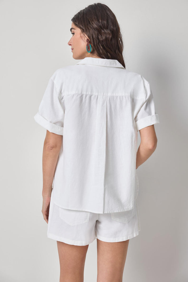 Linen Blend Boyfriend Button Down