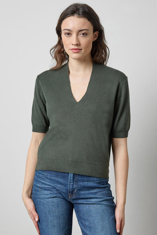 V-Neck Elbow Sleeve Sweater