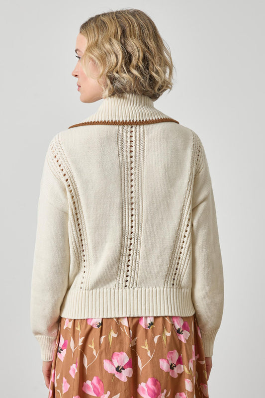 Contrast Collar Zip Cardigan