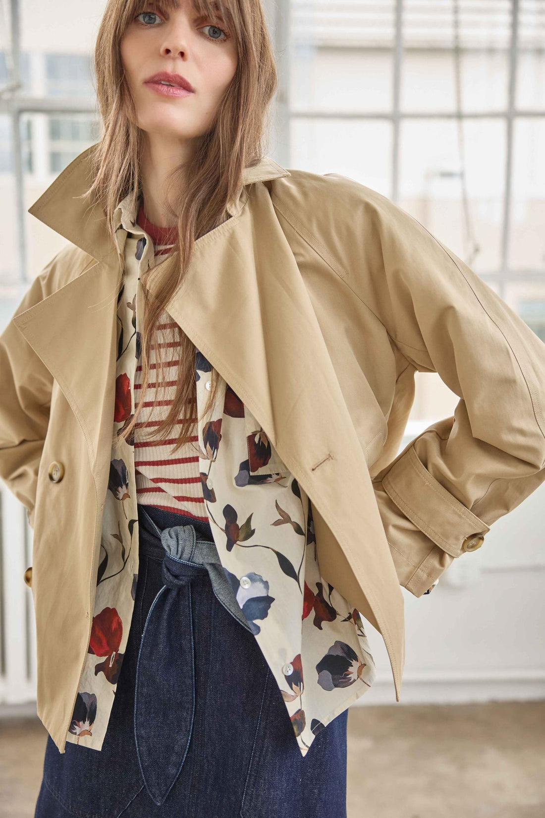 Double Breasted Short Trench