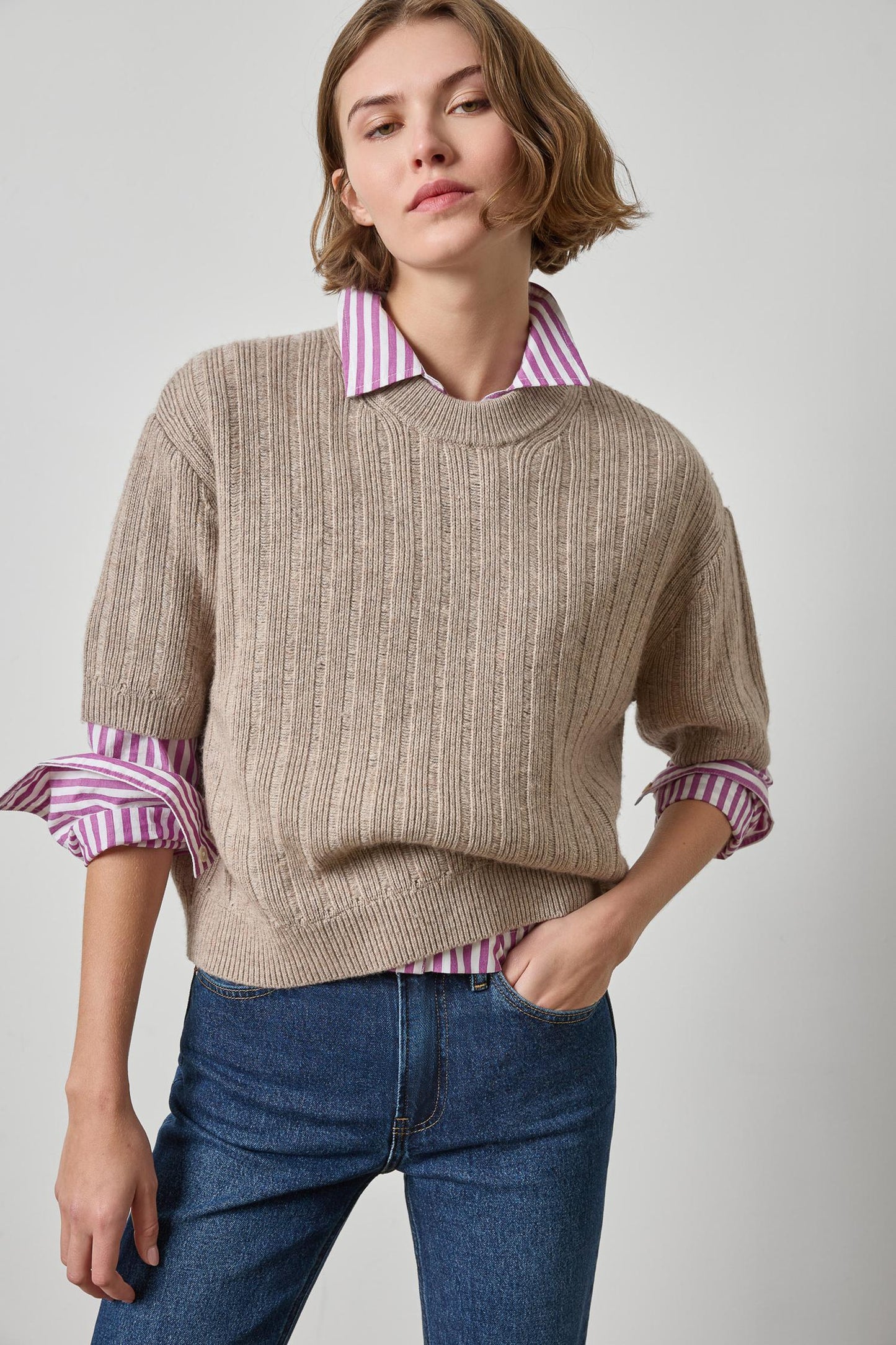 Textured Easy Crewneck Sweater