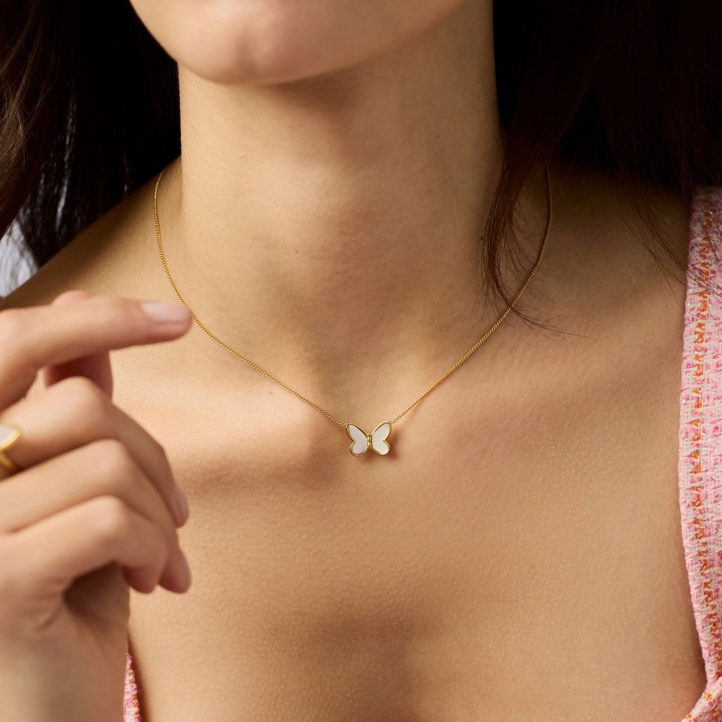 Papillon Delicate Necklace-MOP