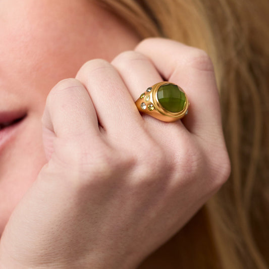 Rainbow Statement Ring-Iridescent Palmetto Green