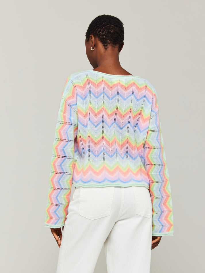 Rainbow Chevron Slash Neck