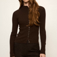 High Neck Ribbed Cardi
