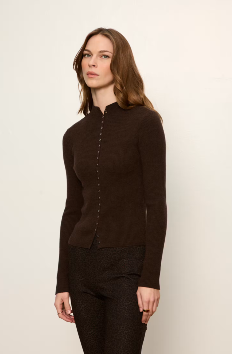 High Neck Ribbed Cardi