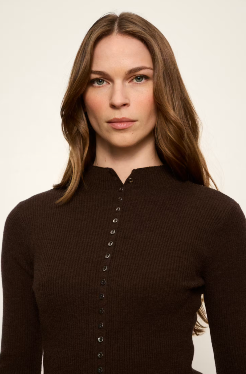 High Neck Ribbed Cardi