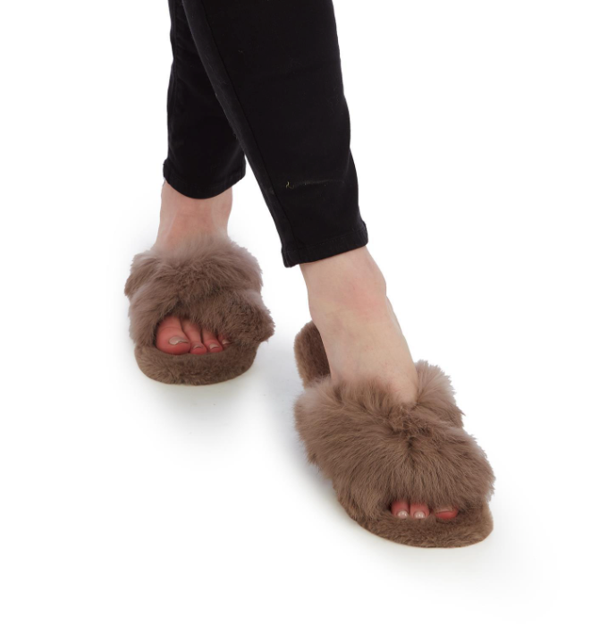 Plush Cross Band Slipper