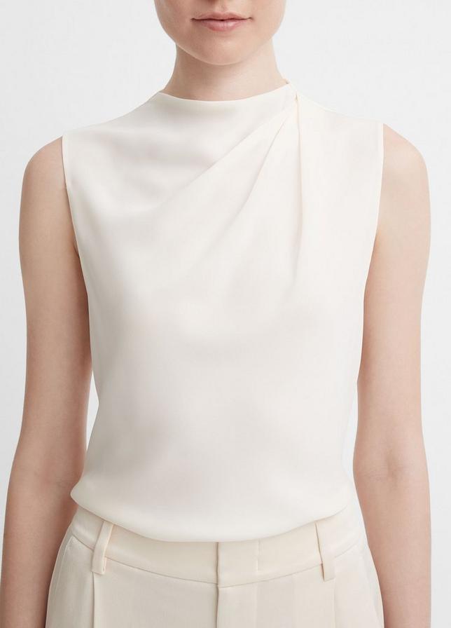 Stretch-Silk Draped Sleeveless Blouse