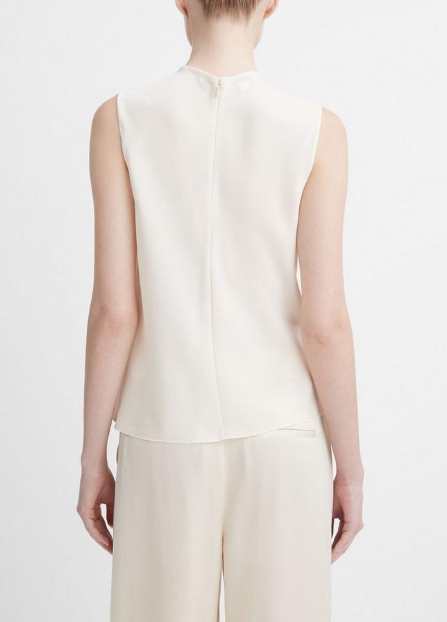 Stretch-Silk Draped Sleeveless Blouse