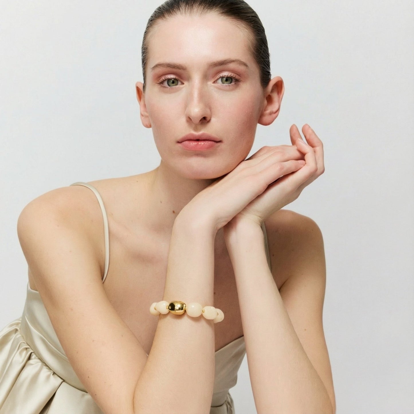 Organic Pearl Bracelet with Gold