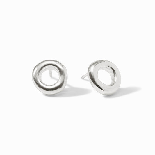 Wave Circle Stud-Silver