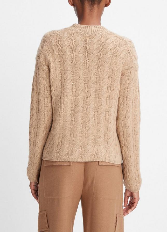 Wool-Blend Twisted Cable Crew Neck Sweater