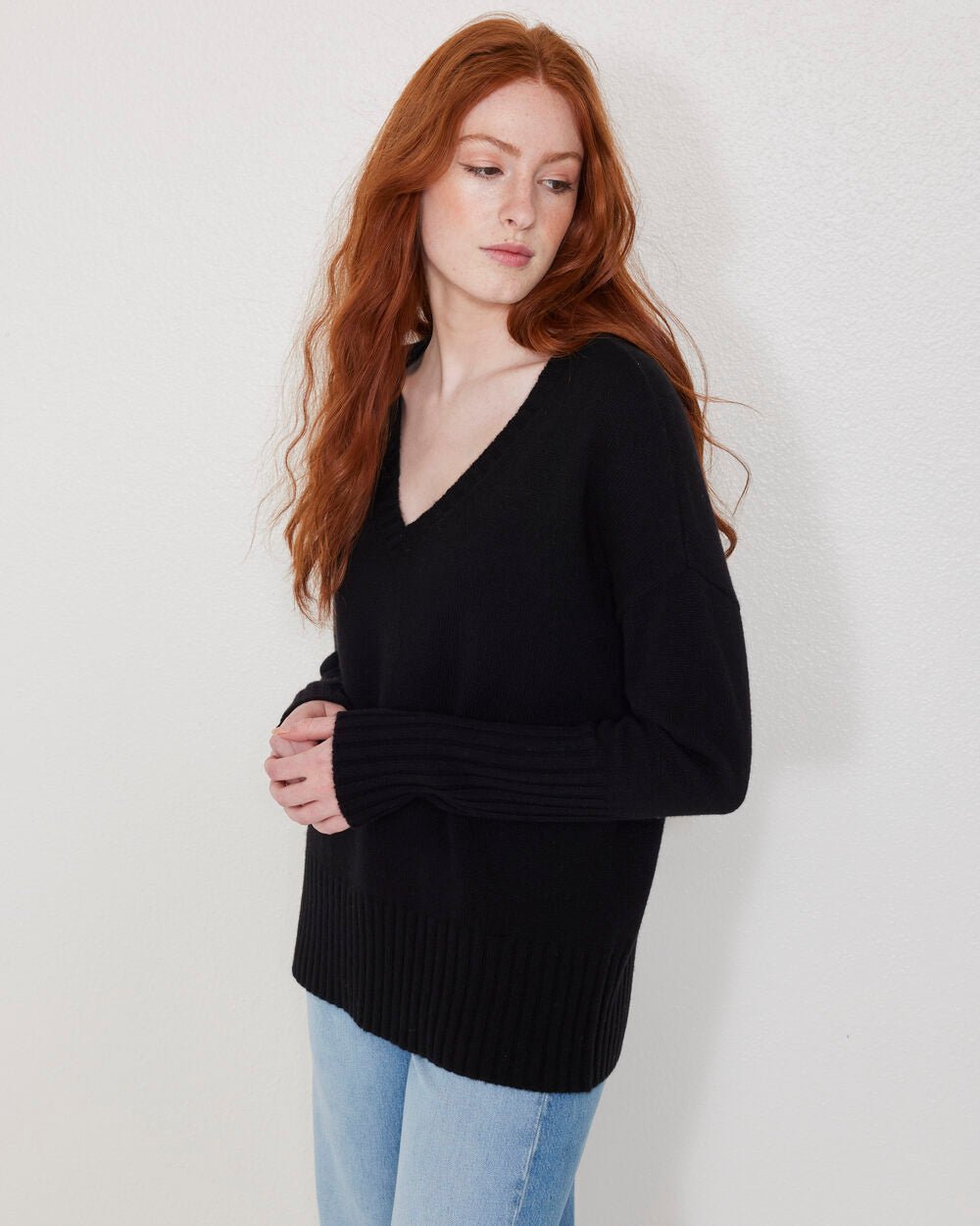 Ella Cashmere V-neck Sweater