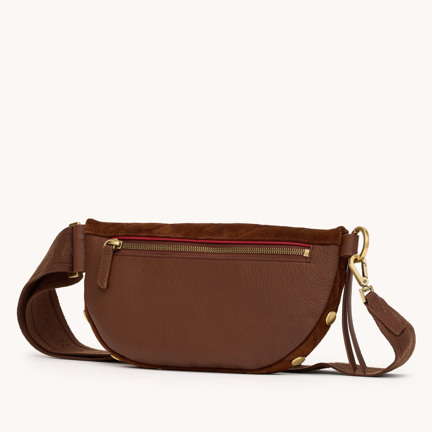 Charles Crossbody Med Choc Diamond Suede