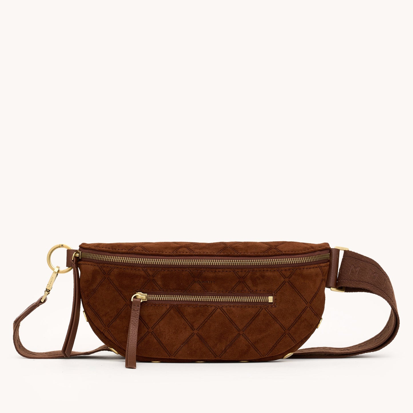 Charles Crossbody Med Choc Diamond Suede