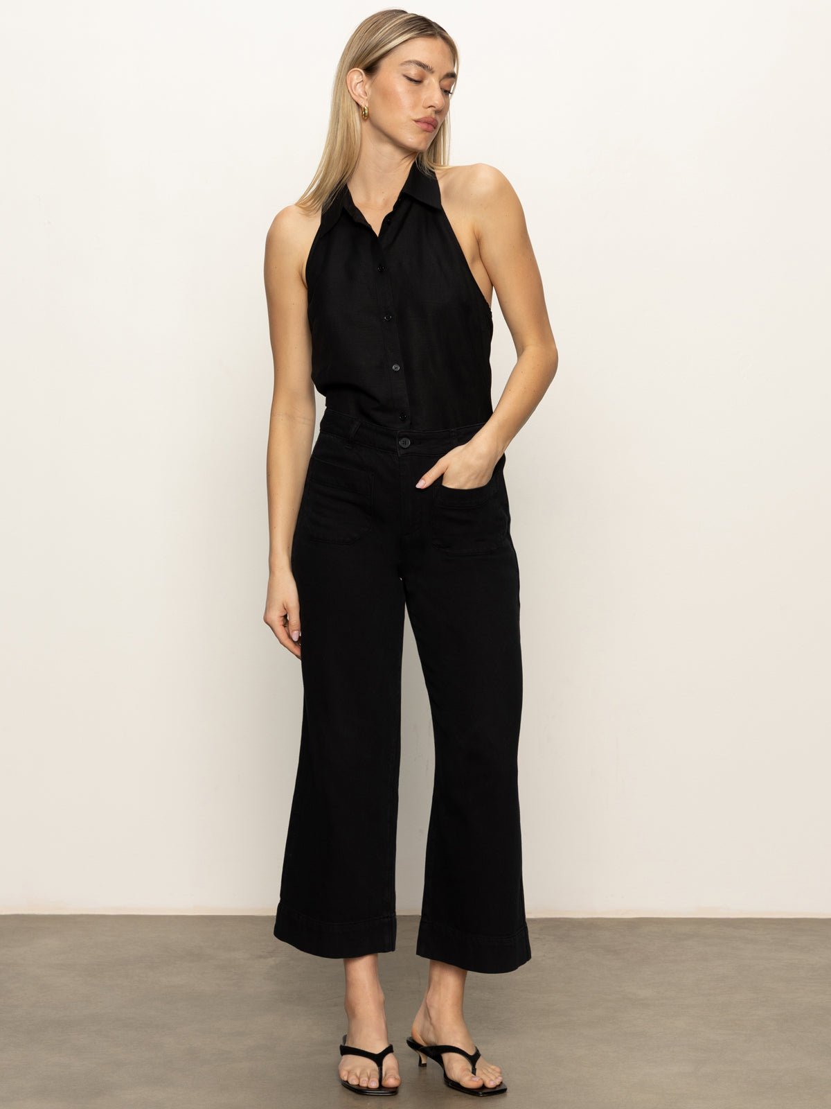 Soft Marine Wide Leg Crop