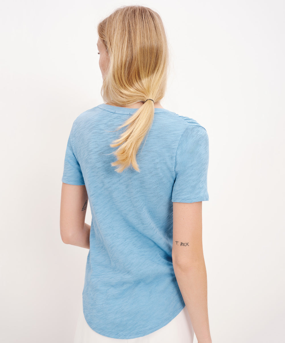 Slub Jersey Classic V-Neck-Summer Sky