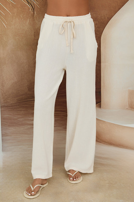 Textured Cotton Drawstring Pant