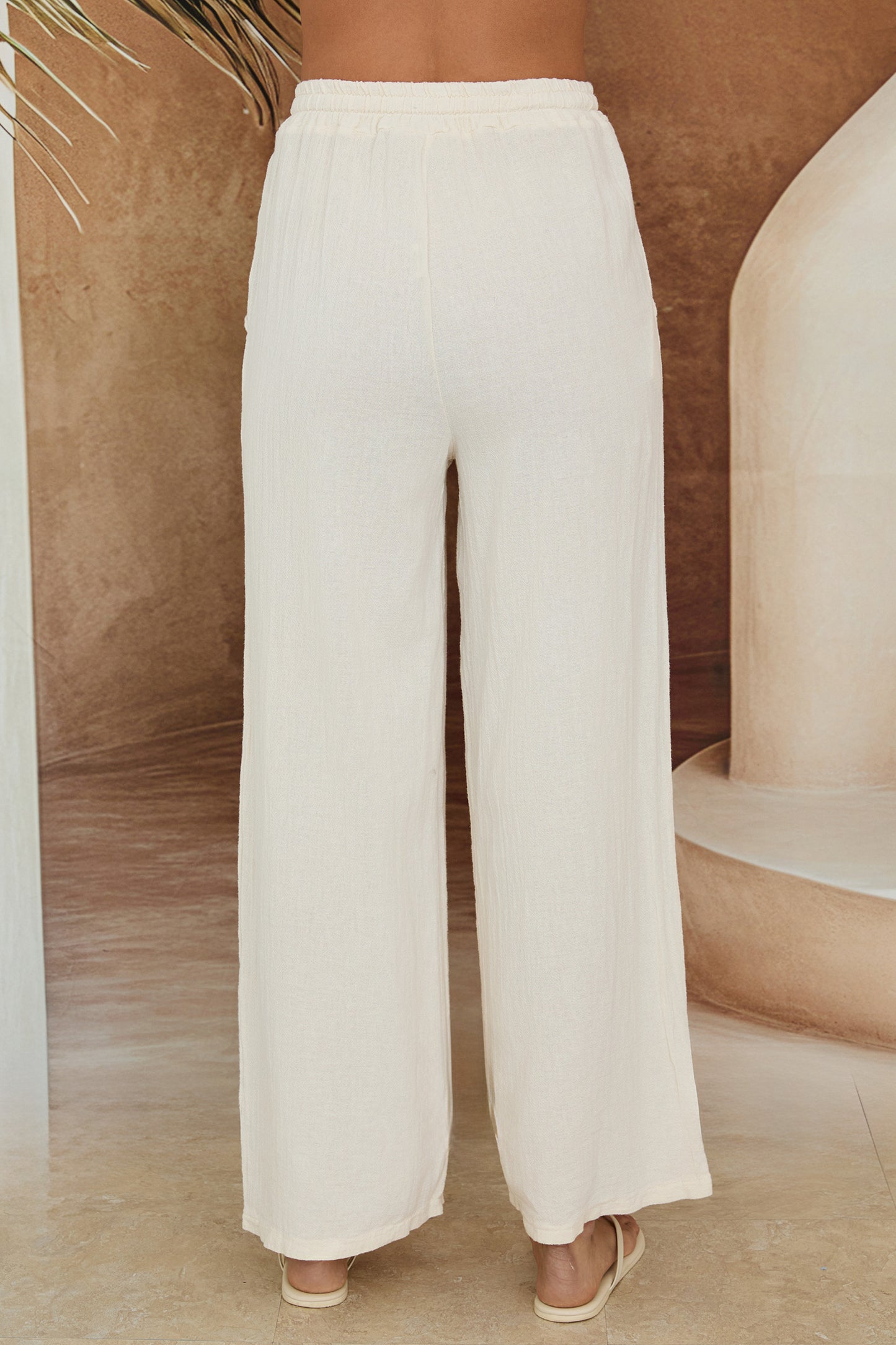 Textured Cotton Drawstring Pant