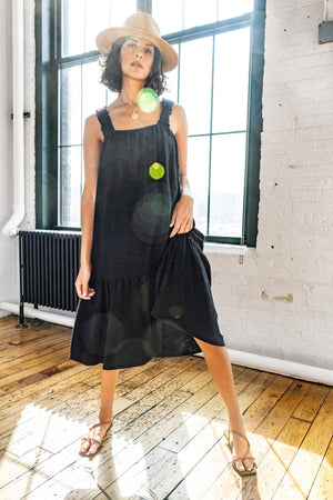 Gathered Strap Peplum Dress